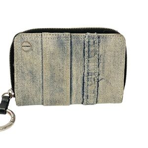 Diesel Blue Denim Jean Full Zipper Women’s Wallet Keyring‎ Snap Closure